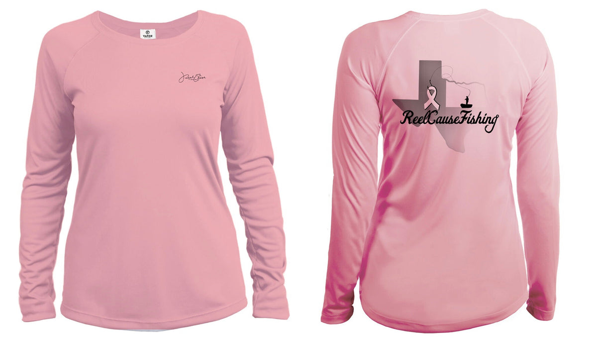 Women&#39;s Long Sleeve T-Shirt w/ State of Texas &amp; Pink Ribbon